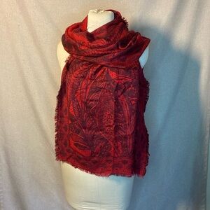 MERONA - Red and Brown - Paisley - 22" X 78" Scarf.